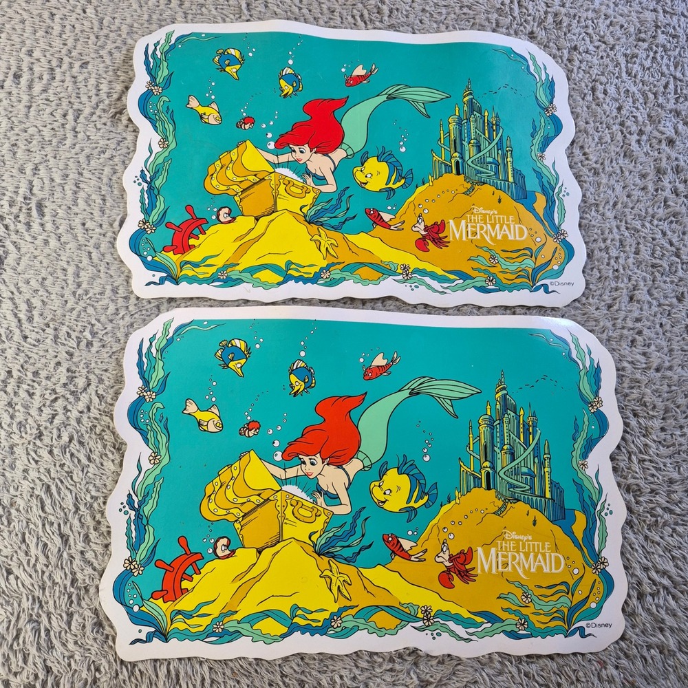 Disney The Little Mermaid Placemat Set 59-3030 VTG 90s Ariel Retro Mermaidcore